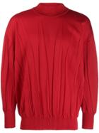 Issey Miyake Vintage High Neck Pleated Top - Red