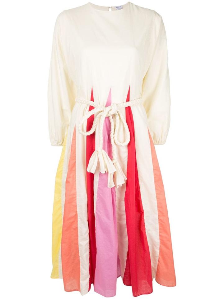 Rhode Resort Belted Rainbow Colourblock Dress - White