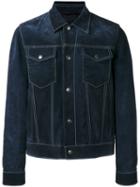 Prada Buttoned Jacket, Men's, Size: 48, Blue, Viscose/calf Suede