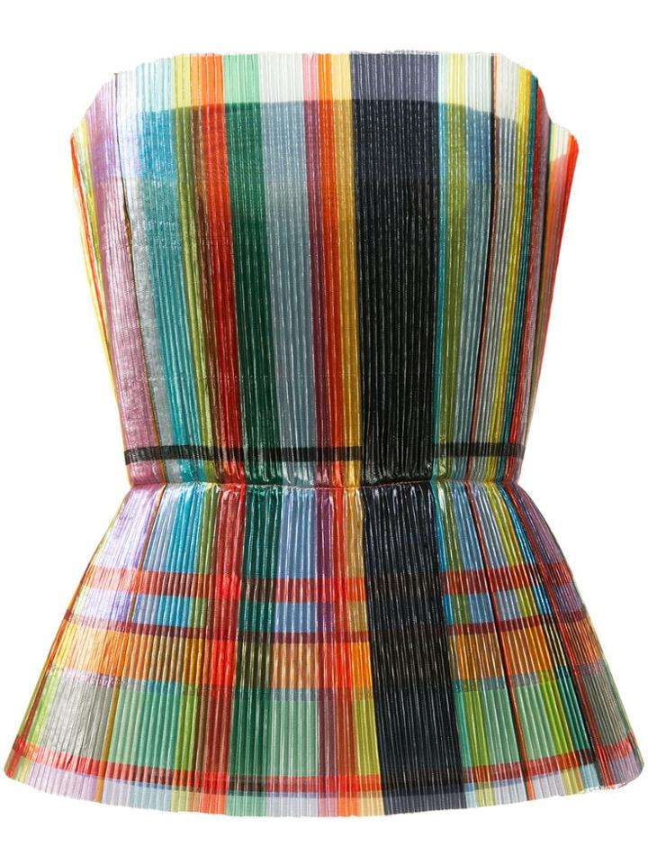 Isabel Sanchis Glazed Metallic Pleated Peplum Top - Multicolour