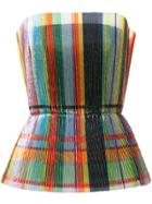 Isabel Sanchis Glazed Metallic Pleated Peplum Top - Multicolour