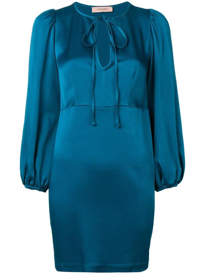 Twin-set Lace Fastening Short Dress - Blue