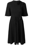 Valentino Neck Tie Ruched Detail Dress - Black