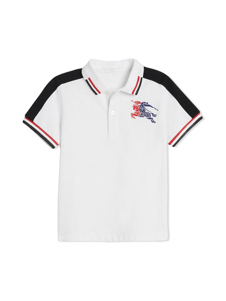 Burberry Kids Stripe Detail Cotton Polo Shirt - White