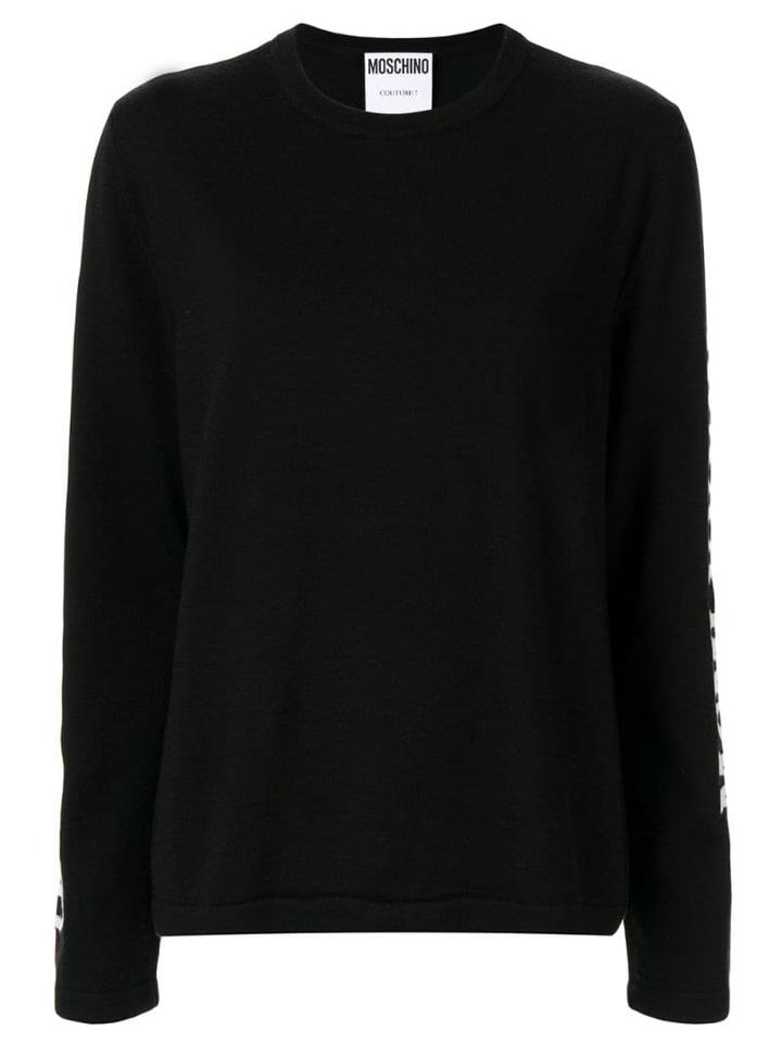 Moschino Logo Intarsia Sleeve Jumper - Black