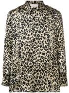 Laneus Leopard Print Fitted Shirt - Gold
