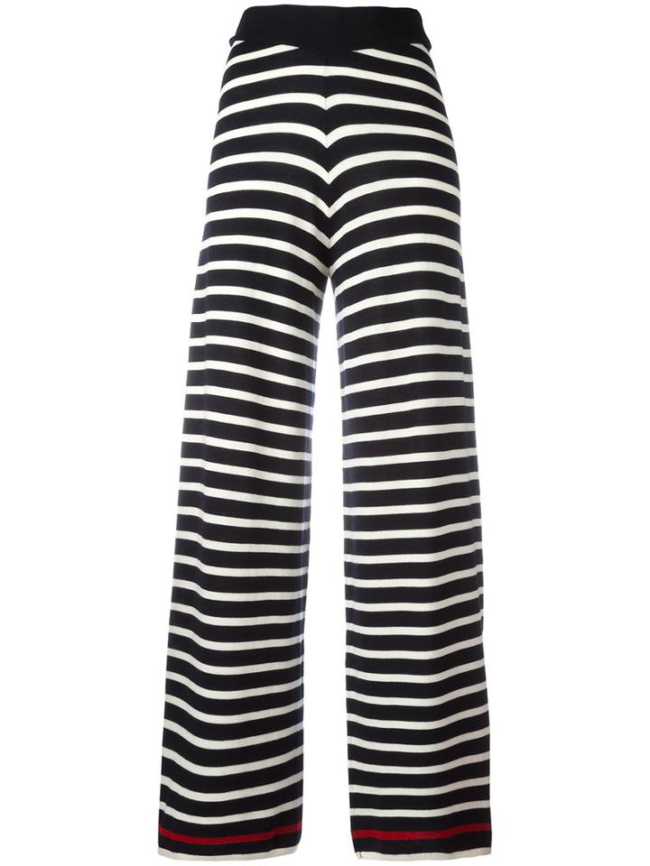 Chinti And Parker Knitted Breton Stripe Trousers, Women's, Size: Medium, Blue, Merino