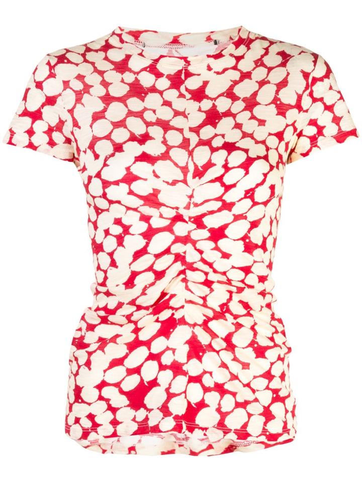 Proenza Schouler Painted Dot Cinched Short Sleeve T-shirt - Red