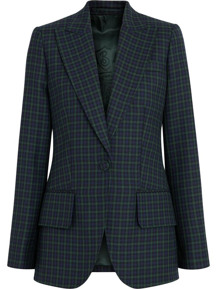 Burberry Check Stretch Wool Blazer - Blue