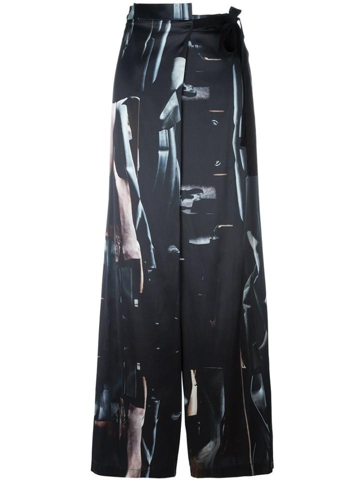Ann Demeulemeester Palazzo Trousers, Women's, Size: 38, Black, Silk/nylon/spandex/elastane/rayon