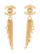 Chanel Vintage Chanel Cc Logos Turnlock Earrings - Gold