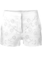 Ermanno Scervino Floral Eyelet Shorts, Women's, Size: 38, White, Acetate/cupro/linen/flax/spandex/elastane