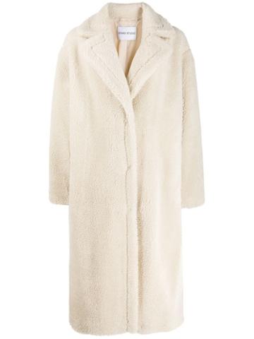 Stand Shearling Coat - Neutrals