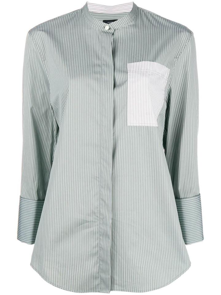 Joseph Pinstripe Mandarin Collar Shirt - Green