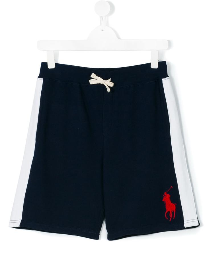 Ralph Lauren Kids - Logo Embroidered Sweat Shorts - Kids - Cotton - 16 Yrs, Blue