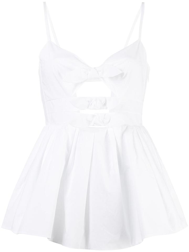Delpozo - Flared Trim Tank Top - Women - Cotton - 36, White, Cotton