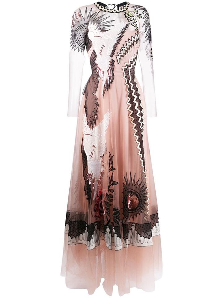 Temperley London Embroidered Sleeved Gown - Pink