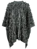 Mcq Alexander Mcqueen Frayed Edge Poncho, Women's, Size: Small, Black, Acrylic/polyamide/viscose/wool