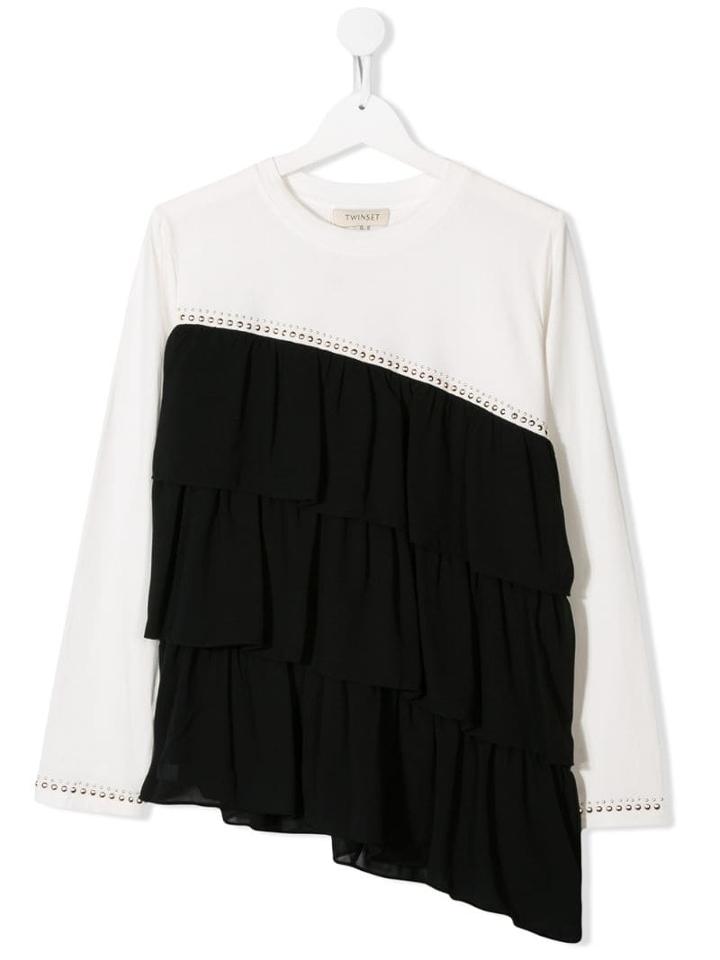 Twin-set Teen Ruffle Trim T-shirt - Black