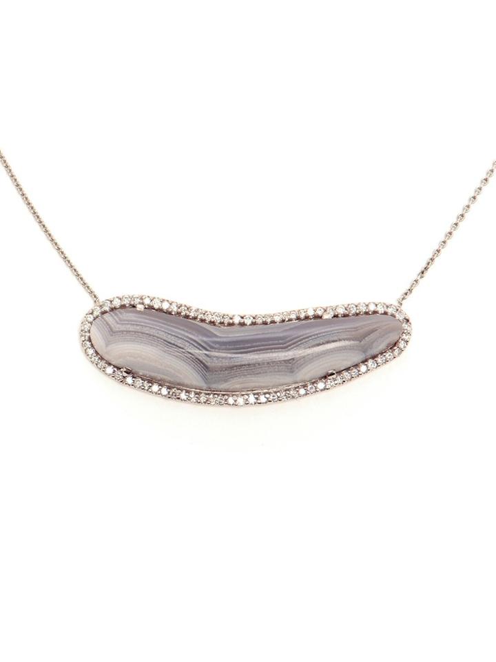Kimberly Mcdonald Agate And Diamond Pendent Necklace - White