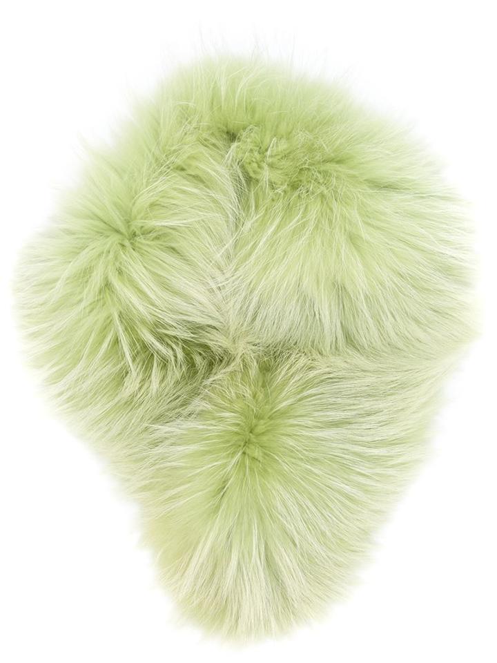 Mr & Mrs Italy Raccoon Fur Collar, Women's, Green, Racoon Fur/acetate/viscose