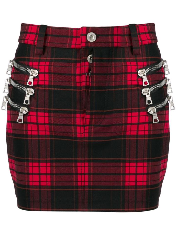Unravel Project Fitted Checked Skirt - Black