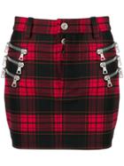 Unravel Project Fitted Checked Skirt - Black