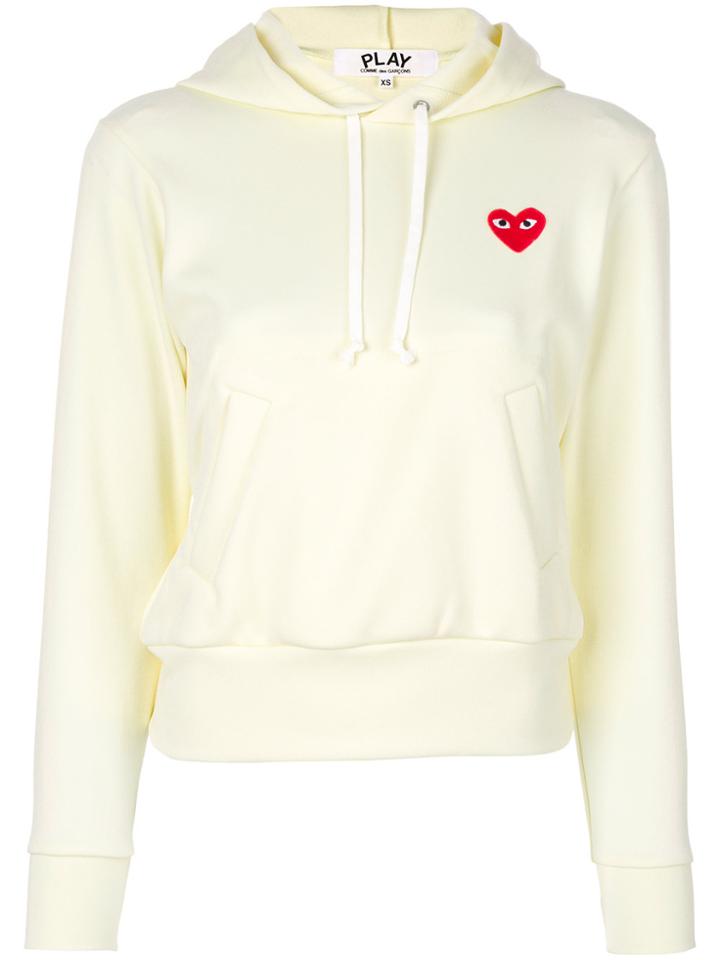 Comme Des Garçons Play Logo Hoodie - White