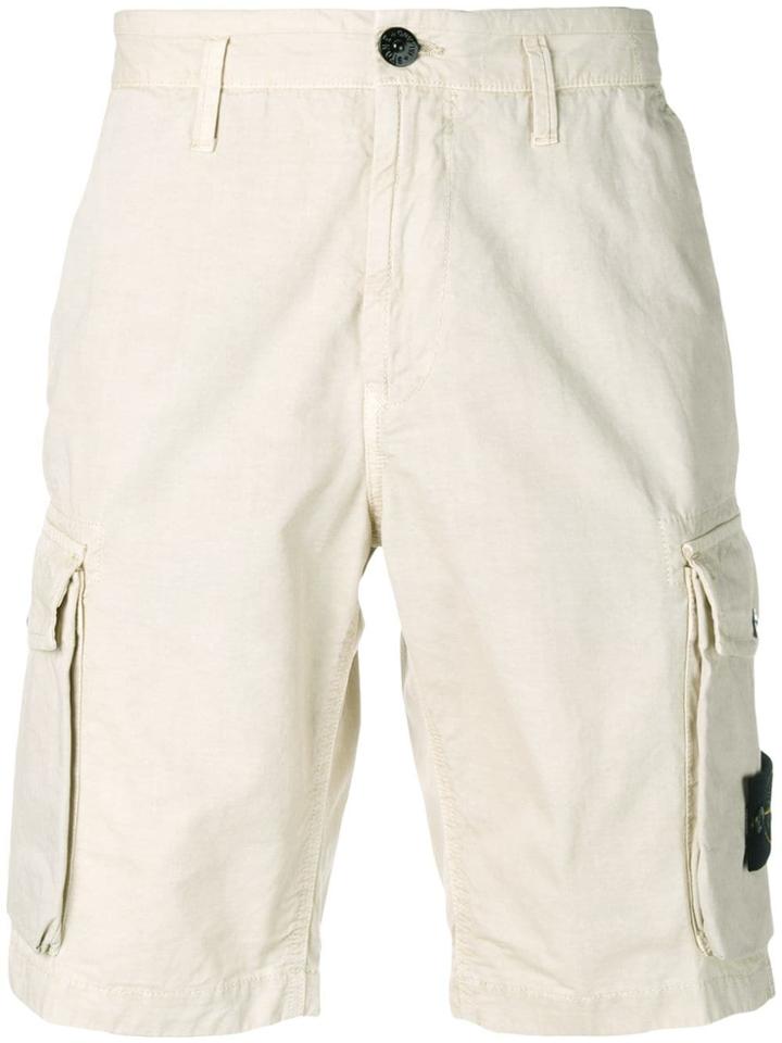 Stone Island Logo Cargo Shorts - Neutrals