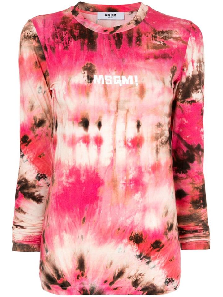 Msgm Tie-dye Logo Top - Red