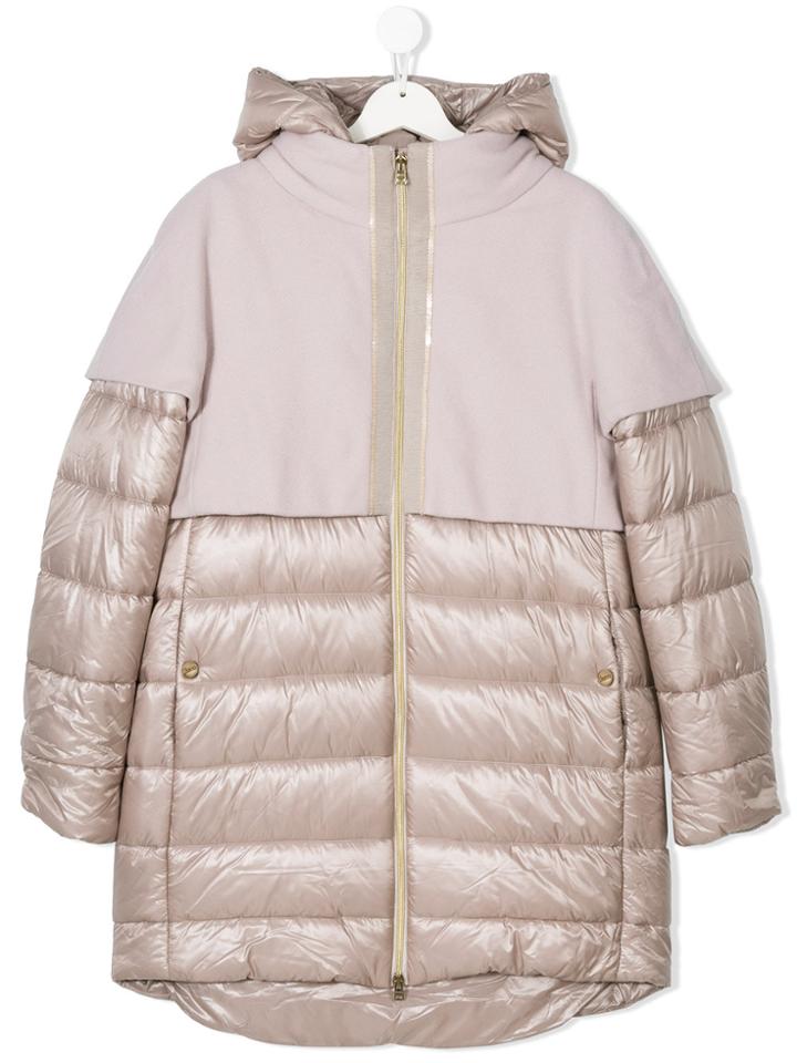 Herno Kids Teen Contrast Panel Padded Jacket - Pink & Purple