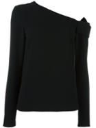 Tibi Off-shoulder Blouse, Women's, Size: 2, Black, Polyester/triacetate