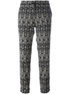 Etro Printed Cropped Trousers, Women's, Size: 48, Black, Cotton/polyamide/spandex/elastane