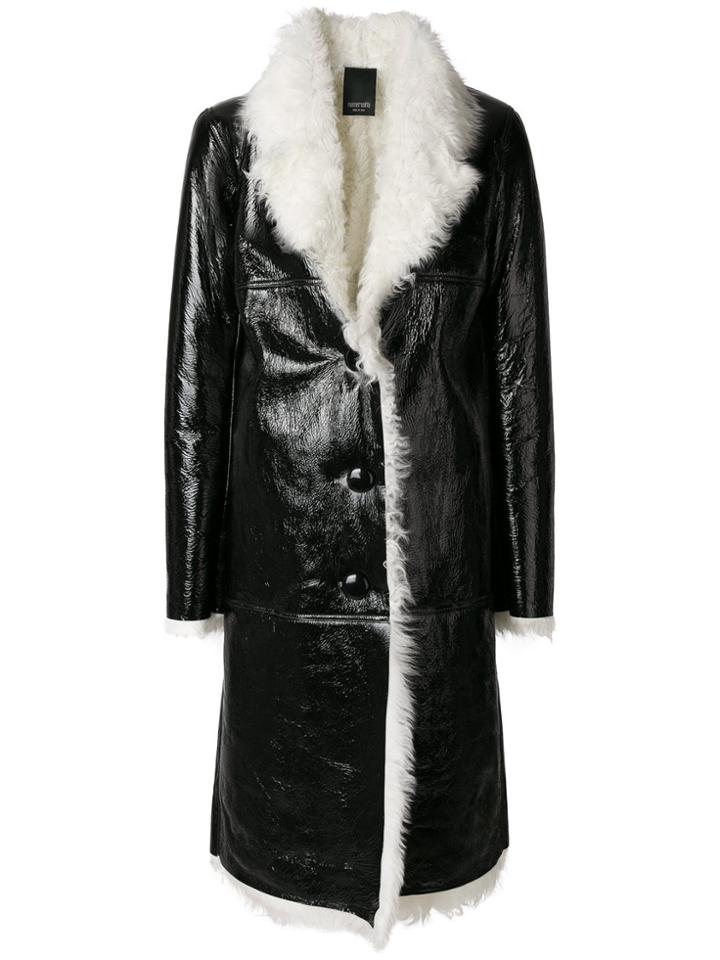 Numerootto Long Loose Fit Buttoned Coat - Black
