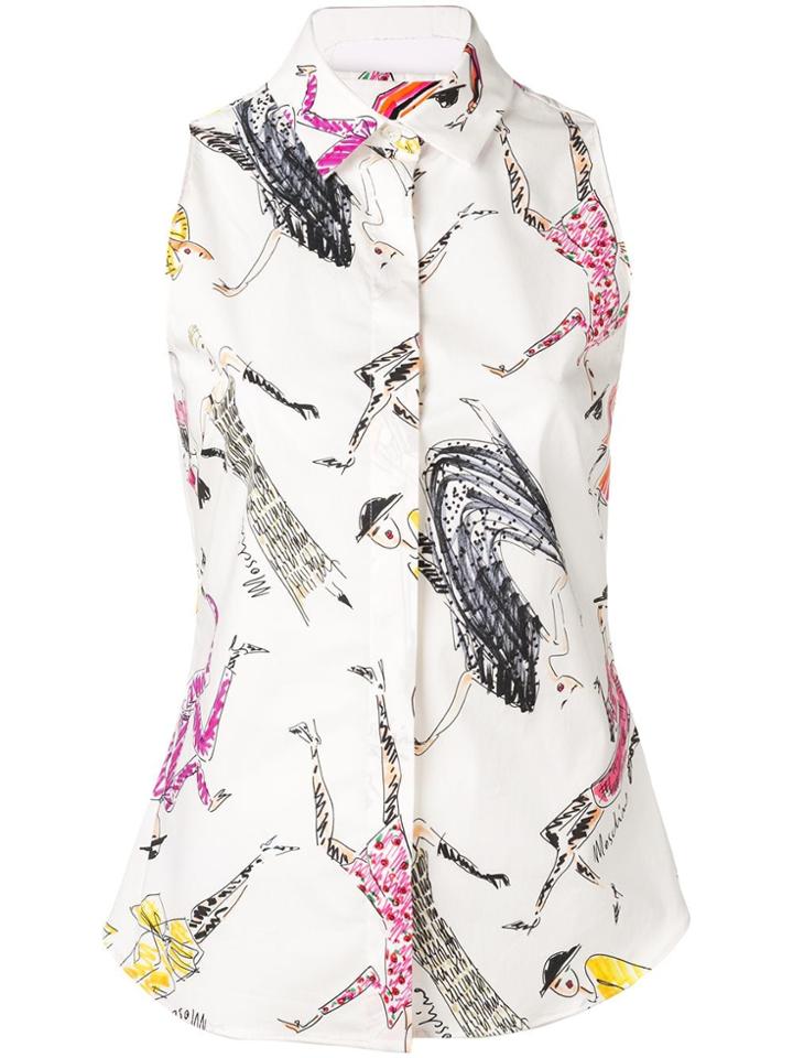 Moschino Fashionable Lady Sketch Print Shirt - White
