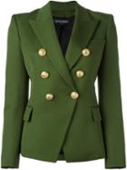 Balmain Double Breasted Blazer, Women's, Size: 34, Green, Cotton/viscose/wool