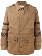 Fashion Clinic Timeless Embroidered Sleeve Field Jacket, Men's, Size: 50, Brown, Cotton/spandex/elastane
