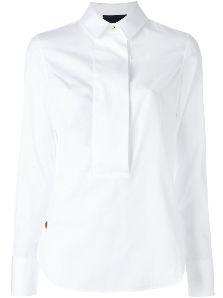 Philipp Plein Cutaway Collar Shirt, Women's, Size: Medium, White, Cotton