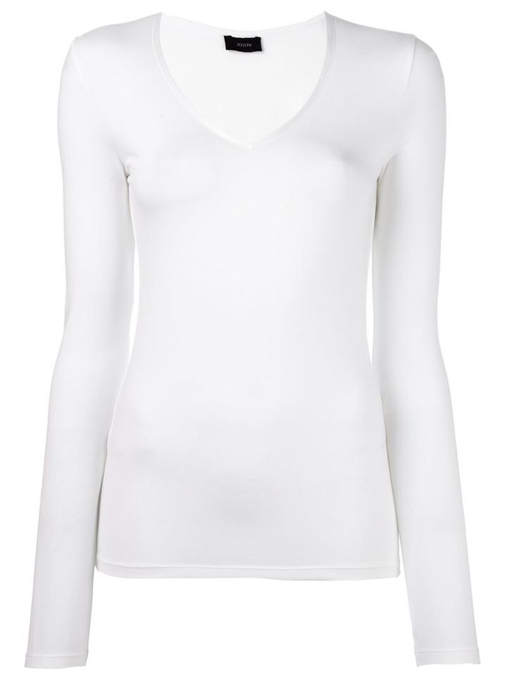 Joseph V Neck Fine Knit Top, Women's, Size: Medium, White, Lyocell/cotton/spandex/elastane
