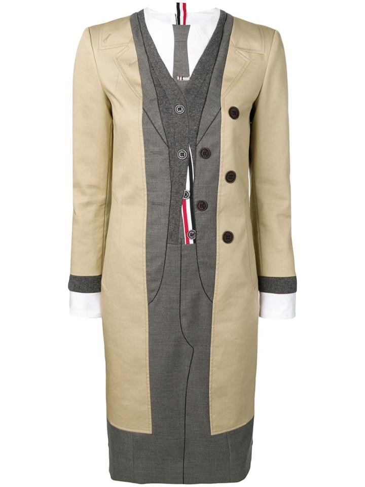 Thom Browne Tromp L'oeil Suit Pitti Dress - Neutrals