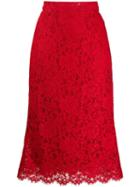 Dolce & Gabbana Lace Straight Fit Skirt - Red