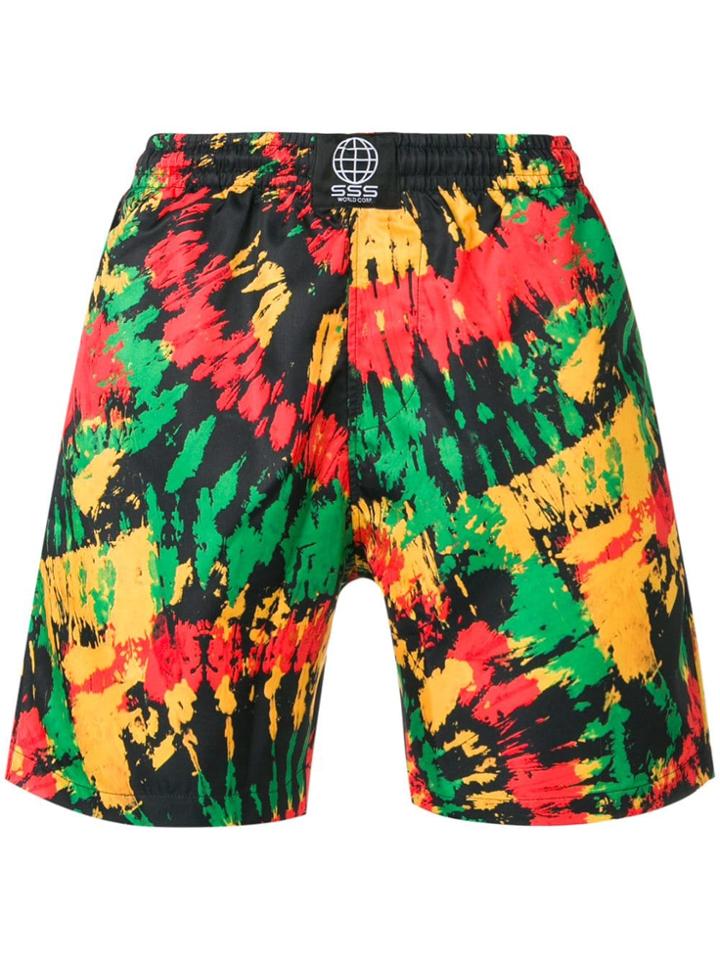 Sss World Corp Abstract Print Swim Shorts - Black