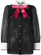 Gucci - Sheer Star Pussy Bow Blouse - Women - Silk/polyester - 46, Black, Silk/polyester