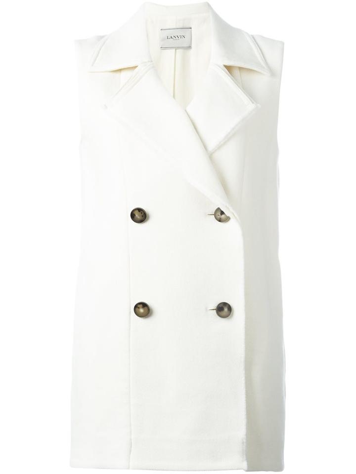 Lanvin Sleeveless Classic Peacoat, Women's, Size: 38, Nude/neutrals, Cotton/polyamide/polyester/wool