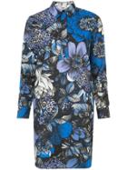 Fuzzi Floral Print Shirt Dress - Blue