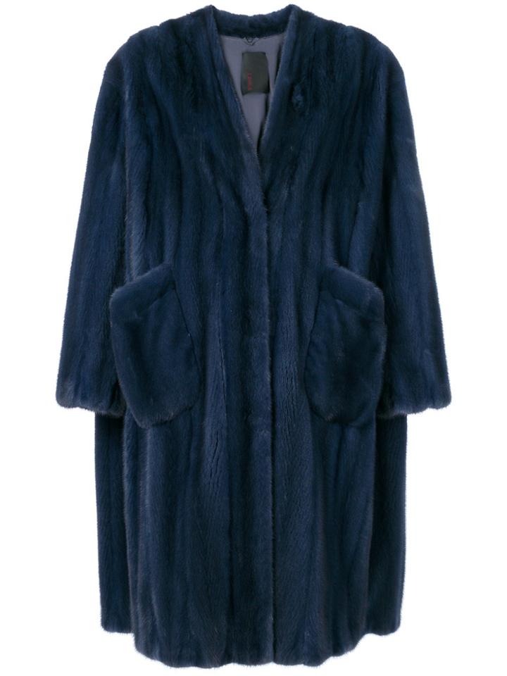 Liska Virginia Fur Coat - Blue