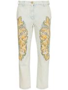 Gucci Crystal Embroidered Denim Jeans - White
