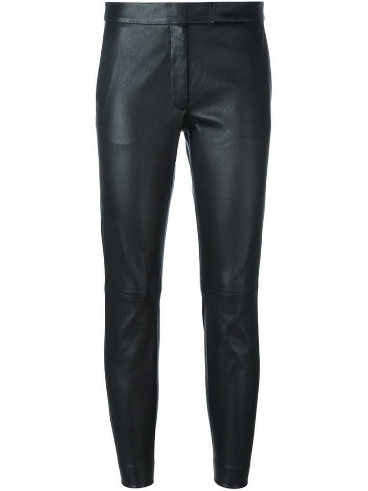 Joseph Skinny Fit Cropped Trousers, Women's, Size: 38, Black, Lamb Skin/cotton/spandex/elastane