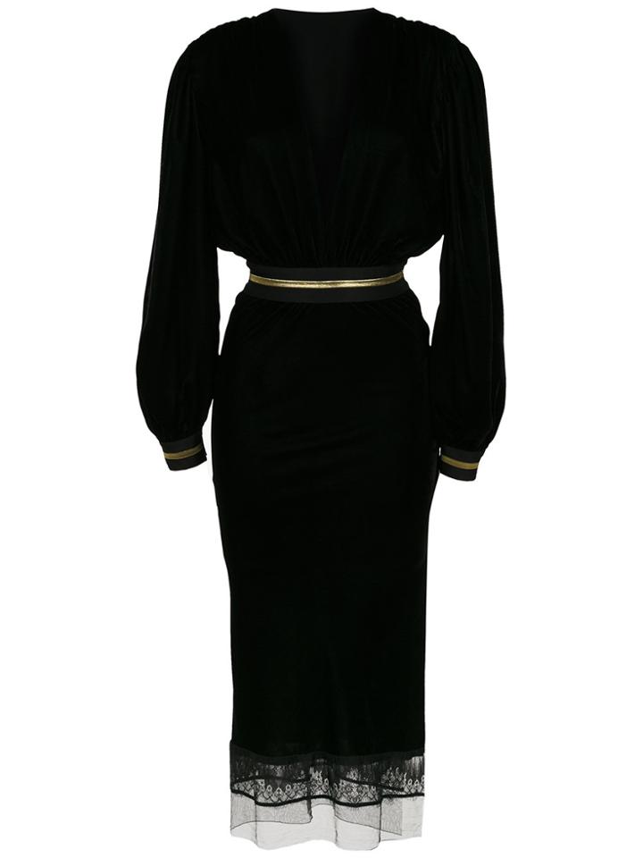 À La Garçonne Velvet Midi Dress - Black