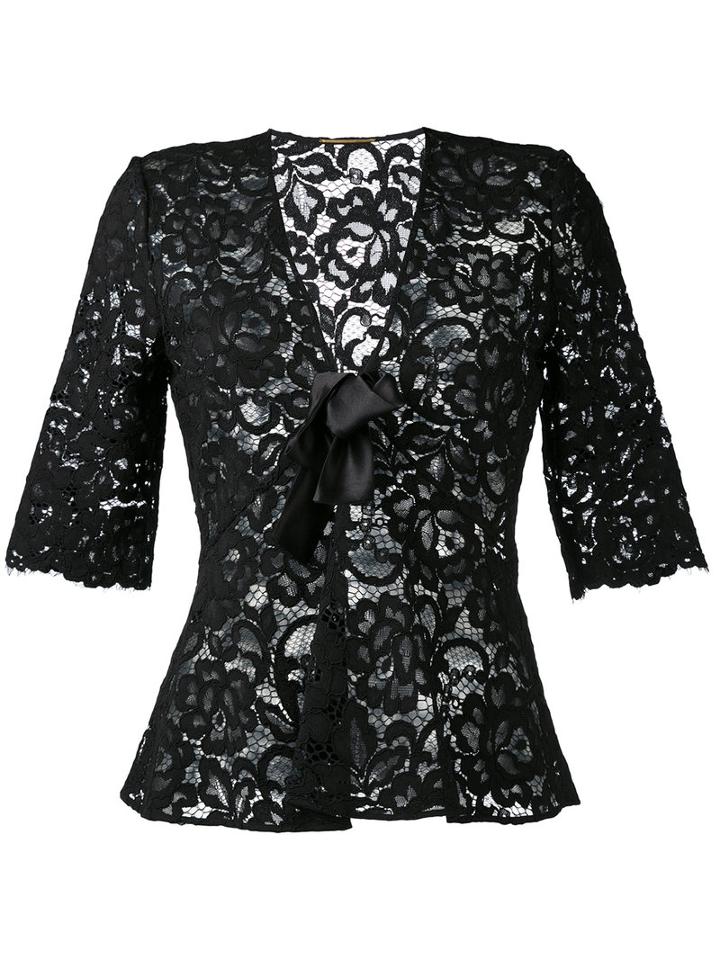 Saint Laurent - Sheer Lace Top - Women - Silk/cotton/polyamide/viscose - 38, Black, Silk/cotton/polyamide/viscose